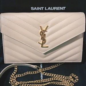 Yves Saint Laurent Bags - SAINT LAURENT (YSL) Creme Gold Chain Wallet Yves Saint Laurent Bags - SAINT LAURENT (YSL) Creme Gold Chain Wallet
